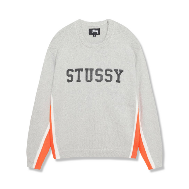 Contrast Stripe Crew Sweater Grey