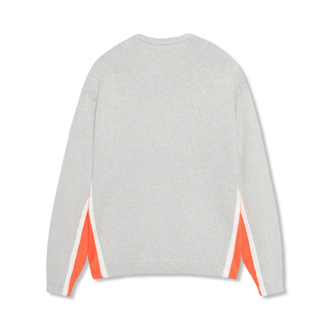Contrast Stripe Crew Sweater Grey