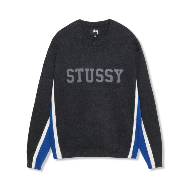 Contrast Stripe Crew Sweater Charcoal