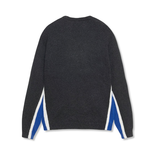 Contrast Stripe Crew Sweater Charcoal