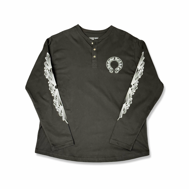 Long Sleeve Buttoned T-Shirt Black