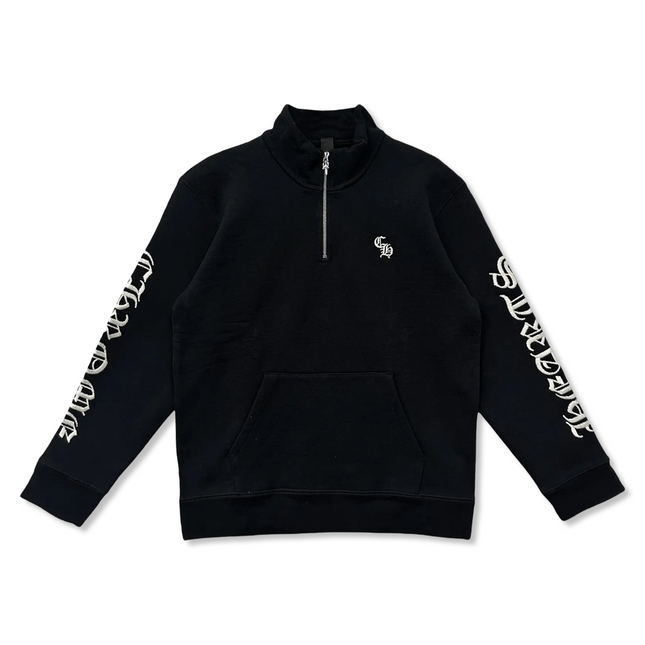 Embroidered Half Zip Black