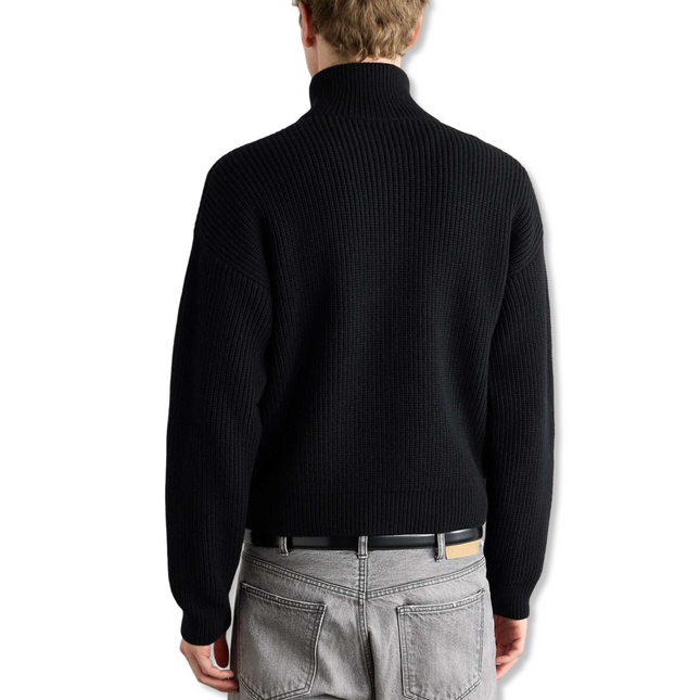 Logo-Embroidered Ribbed Wool Zip-Up Cardigan