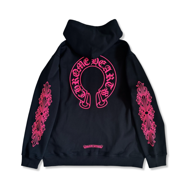 Black Hoodie With Pink Floral