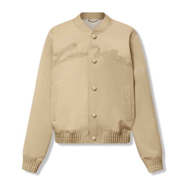 Embroidered Bomber in Tan